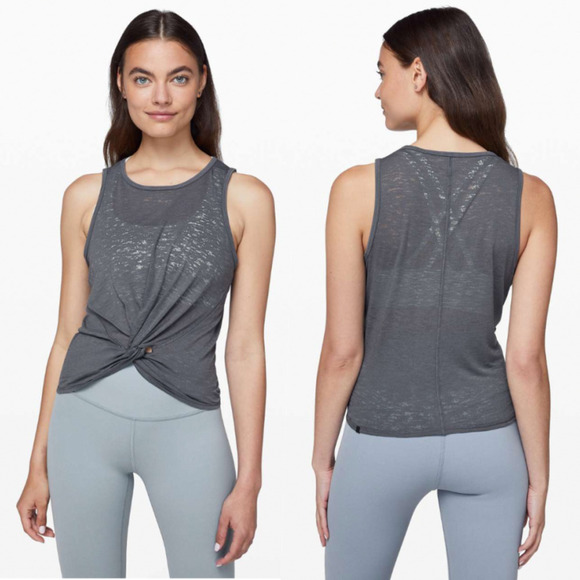 Lululemon Lightweight Twist Front Cropped Tank Gray 4 NWOT - Picture 1 of 10
